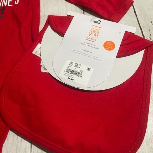 My First Valentine's Day Bodysuit + Bib NEW Size 12 Month Baby Outfit Set NWT - Picture 4 of 5